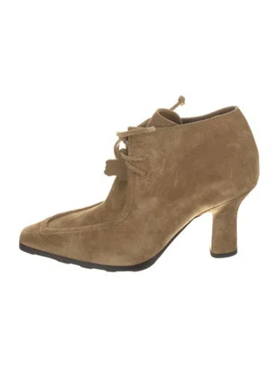 Pre-owned Burberry Suede Lace-up Boots In Neutral