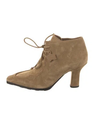 Pre-owned Burberry Suede Lace-up Boots In Neutral