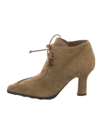 Pre-owned Burberry Suede Lace-up Boots In Neutral