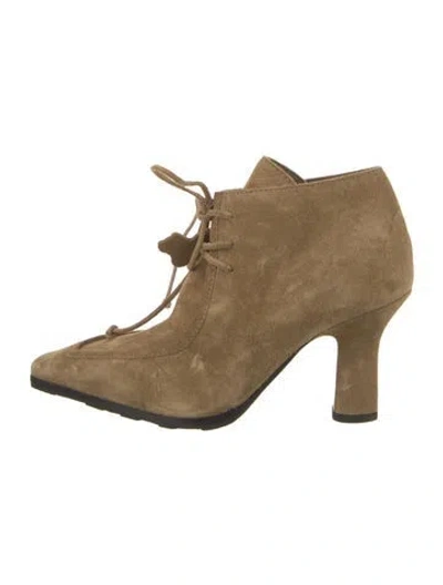 Pre-owned Burberry Suede Lace-up Boots In Neutral