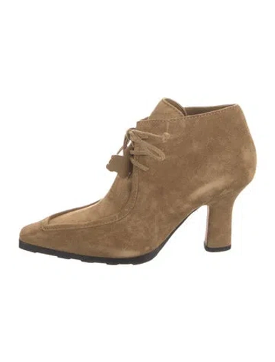 Pre-owned Burberry Suede Lace-up Boots In Neutral