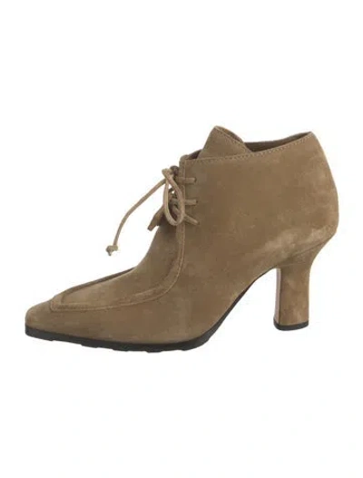 Pre-owned Burberry Suede Lace-up Boots In Neutral