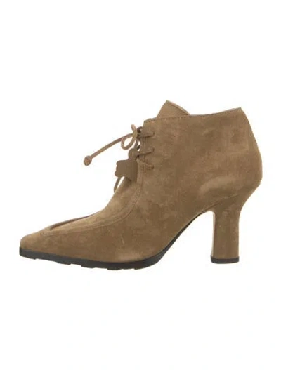 Pre-owned Burberry Suede Lace-up Boots In Neutral