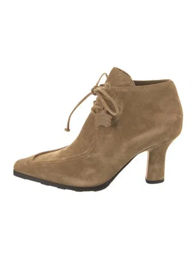 Pre-owned Burberry Suede Lace-up Boots In Neutral