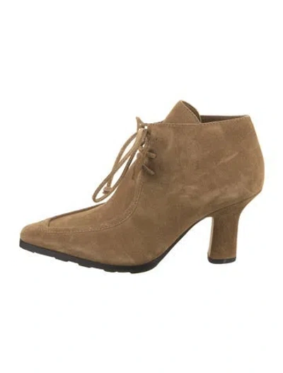 Pre-owned Burberry Suede Lace-up Boots In Neutral