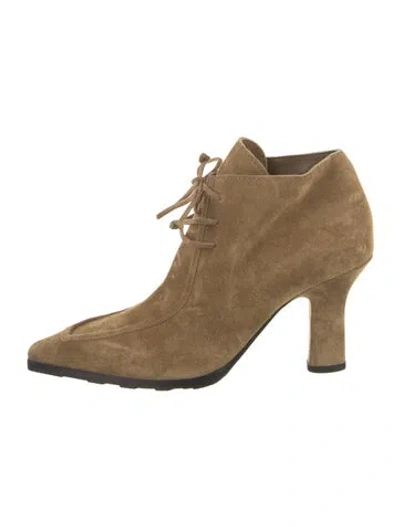 Pre-owned Burberry Suede Lace-up Boots In Neutral