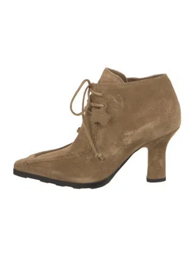 Pre-owned Burberry Suede Lace-up Boots In Neutral