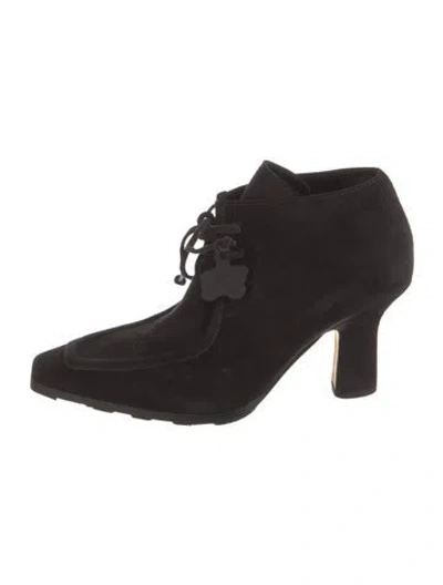 Pre-owned Burberry Suede Lace-up Boots W/ Tags In Black