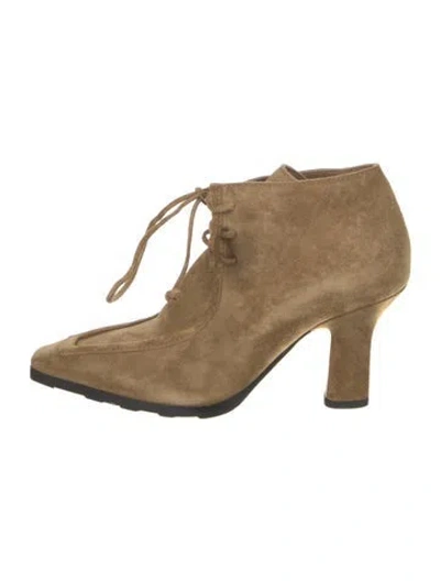 Pre-owned Burberry Suede Lace-up Boots W/ Tags In Neutral