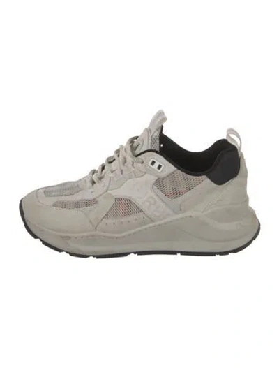Pre-owned Burberry Suede Mesh Accents Sneakers In White