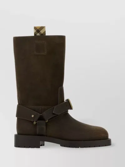 Burberry Soft Saddle Suede Knee-high Boots In Brown