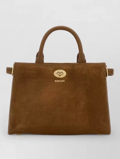 Burberry Suede Mini Cotswolds Shoulder Bag Top Handle In Brown