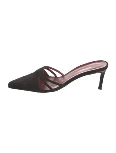 Pre-owned Burberry Suede Mules In Black