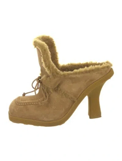 Pre-owned Burberry Suede Mules In Brown