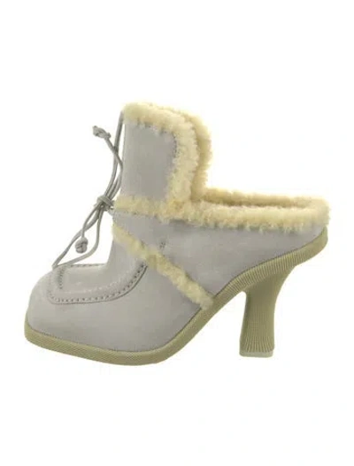 Pre-owned Burberry Suede Mules In Gray