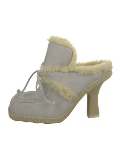 Pre-owned Burberry Suede Mules In Gray