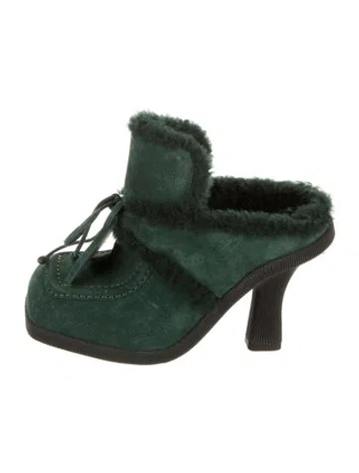 Pre-owned Burberry Suede Mules In Green