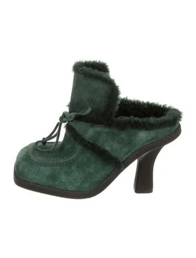 Pre-owned Burberry Suede Mules In Green