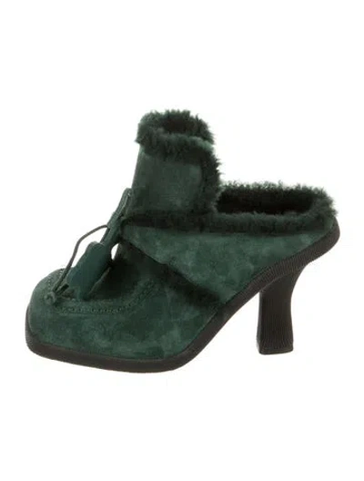 Pre-owned Burberry Suede Mules In Green