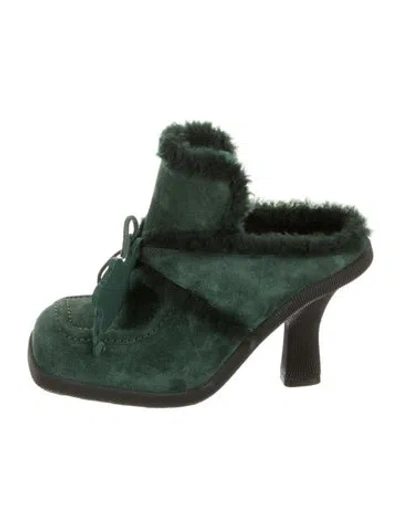 Pre-owned Burberry Suede Mules In Green
