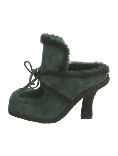 Pre-owned Burberry Suede Mules In Green