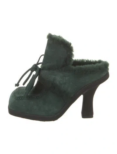 Pre-owned Burberry Suede Mules In Green