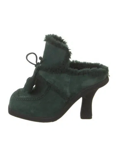Pre-owned Burberry Suede Mules In Green