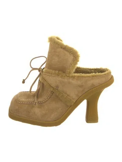 Pre-owned Burberry Suede Mules In Neutral