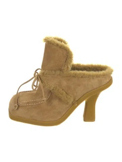 Pre-owned Burberry Suede Mules In Neutral