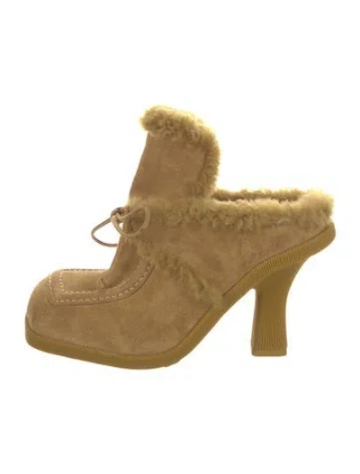 Pre-owned Burberry Suede Mules In Neutral