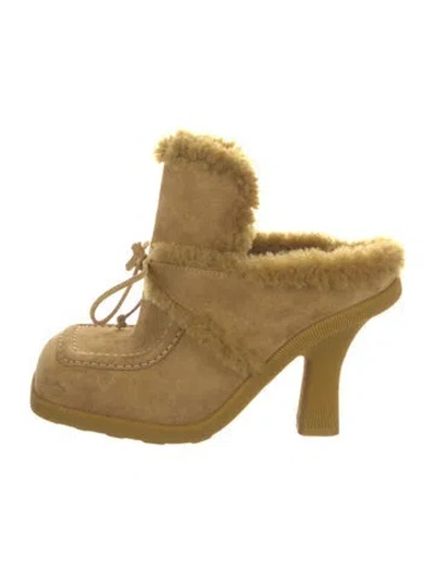 Pre-owned Burberry Suede Mules In Neutral