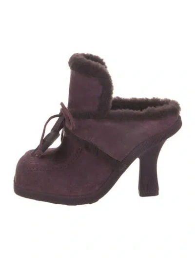 Pre-owned Burberry Suede Mules In Purple