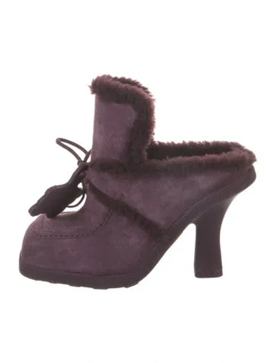 Pre-owned Burberry Suede Mules In Purple