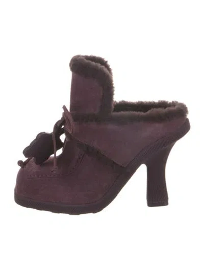 Pre-owned Burberry Suede Mules In Purple