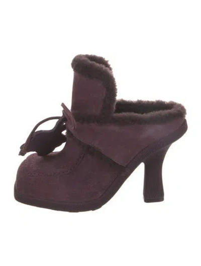 Pre-owned Burberry Suede Mules In Purple