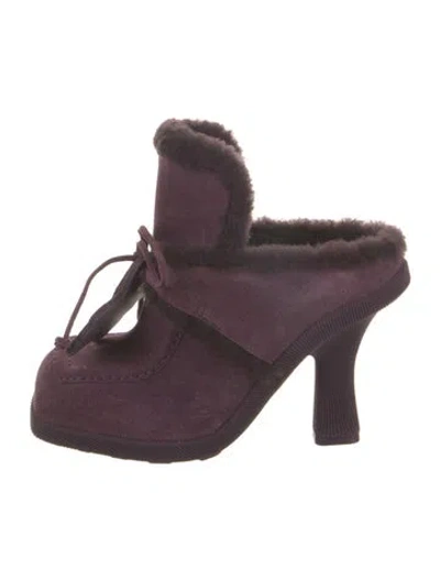 Pre-owned Burberry Suede Mules In Purple