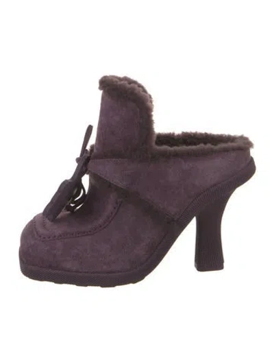 Pre-owned Burberry Suede Mules In Purple