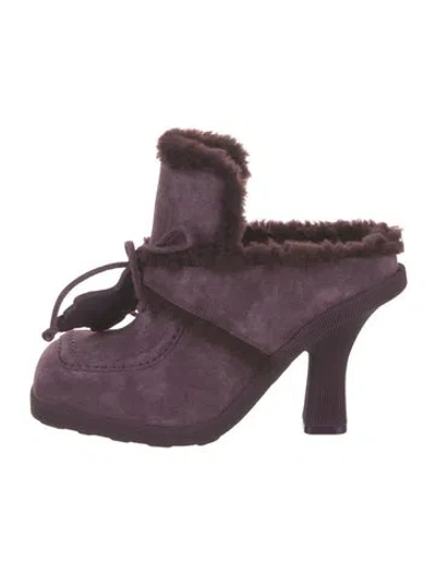 Pre-owned Burberry Suede Mules In Purple