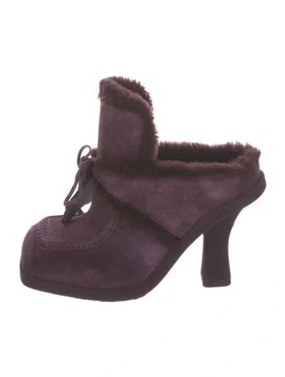 Pre-owned Burberry Suede Mules In Purple