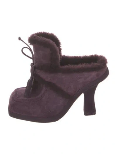 Pre-owned Burberry Suede Mules In Purple