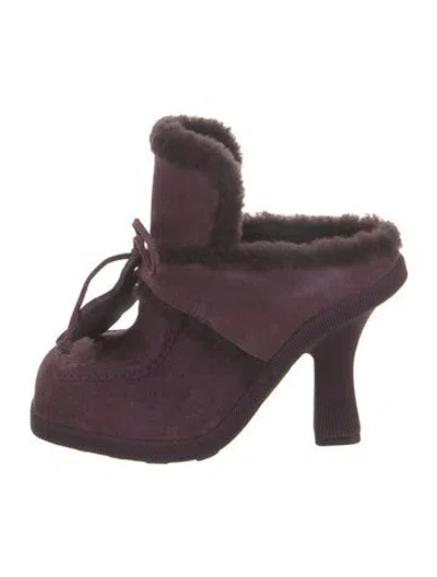 Pre-owned Burberry Suede Mules In Purple