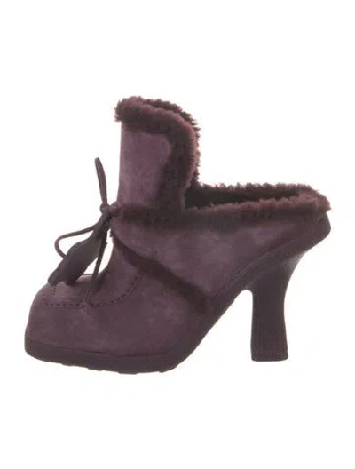 Pre-owned Burberry Suede Mules In Purple