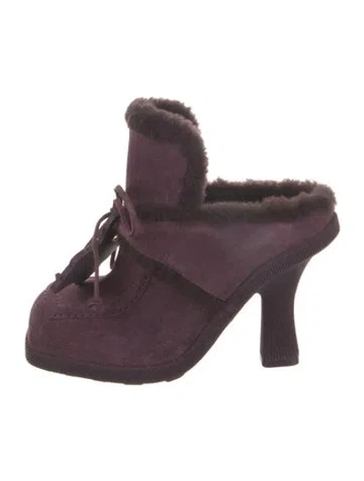 Pre-owned Burberry Suede Mules In Purple