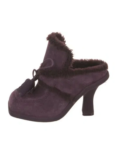 Pre-owned Burberry Suede Mules In Purple