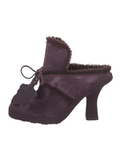 Pre-owned Burberry Suede Mules In Purple