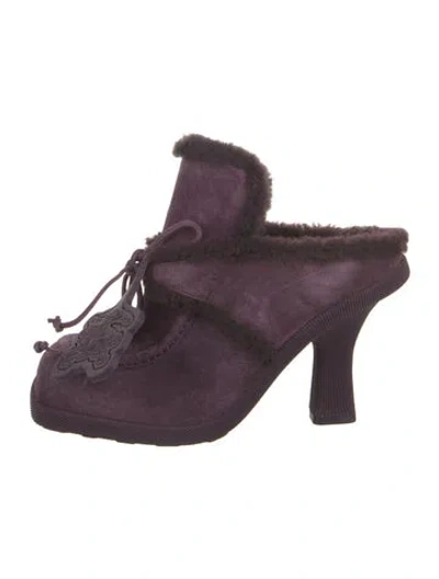 Pre-owned Burberry Suede Mules In Purple