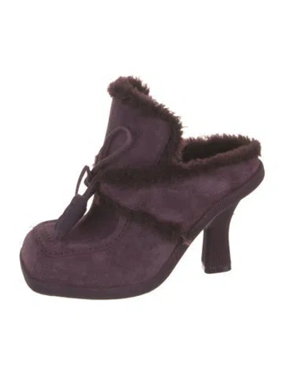 Pre-owned Burberry Suede Mules In Purple