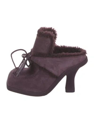 Pre-owned Burberry Suede Mules In Purple