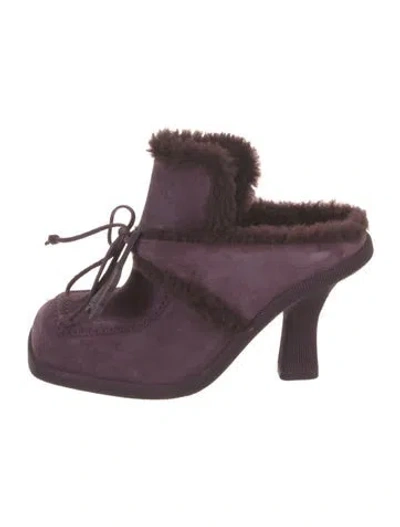 Pre-owned Burberry Suede Mules In Purple