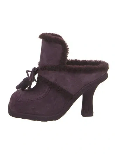 Pre-owned Burberry Suede Mules In Purple